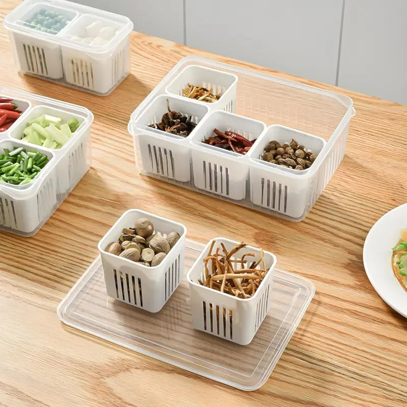 Fridge Storage Boxes Freezer Storage Containers, Container for Kitchen Storage Set, Storage in Kitchen, Vegetable Storage, Draining Crisper Refrigerator Food Box (1 Pc)