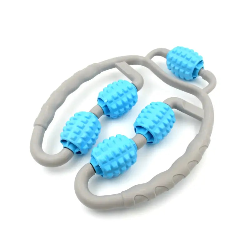 Muscle Massage Roller, 5 Wheels Relieve Soreness Leg Muscle Roller Fitness Roller Muscle Relaxer Massage Roller Ring Clip All Round Massaging Uniform Force Elastic PP Drop Shaped for Home Use