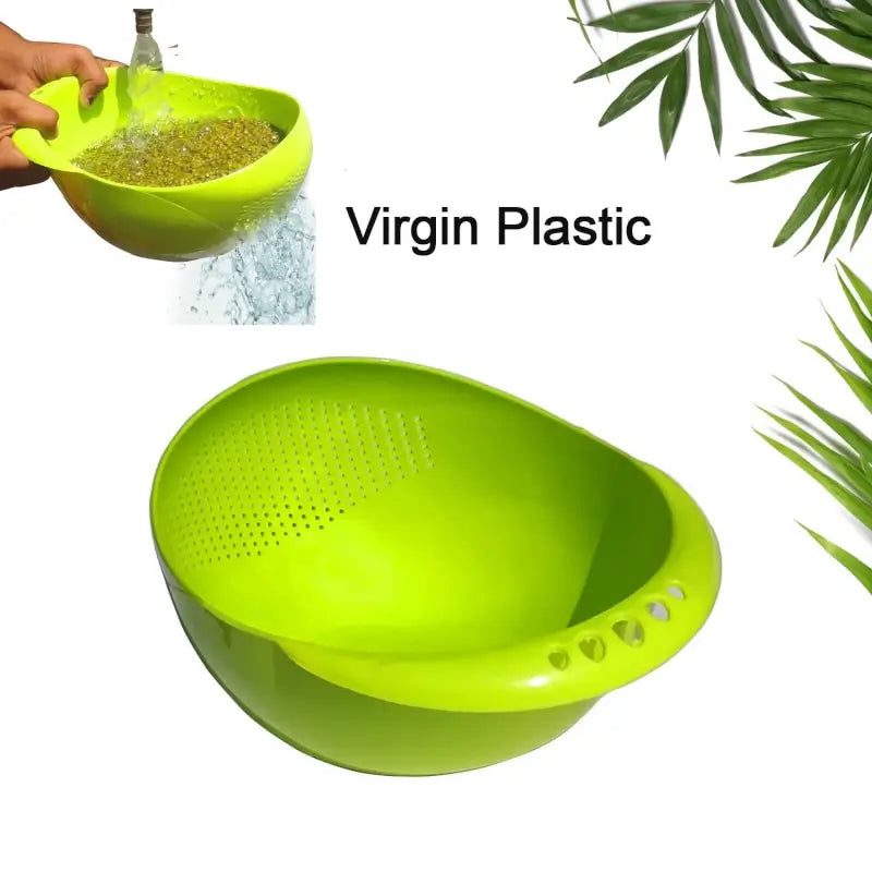 Virgin Rice Bowl Durable Plastic Strainer, Water Strainer | Vegetable & Fruits Washing Bowl