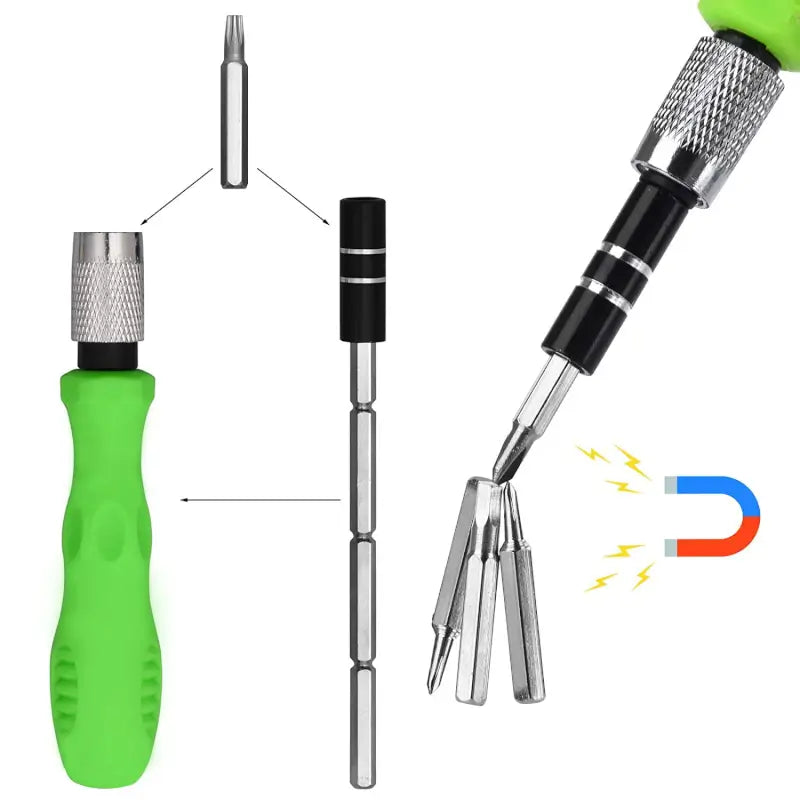 32-in-1 Mini Screwdriver Bits Set with Magnetic Flexible Extension Rod