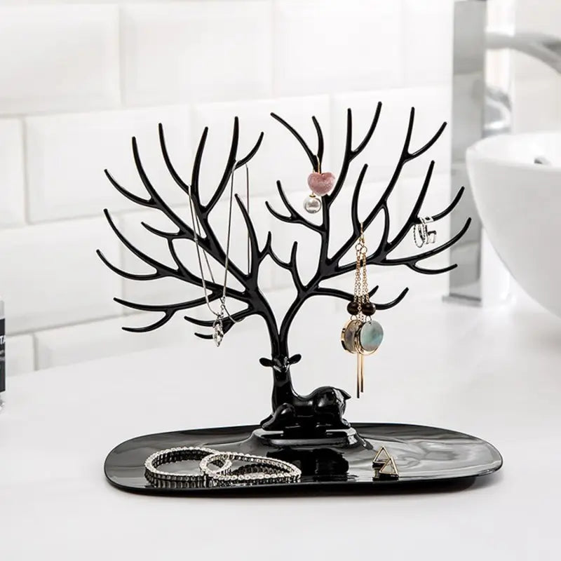 Deer Antlers Jewelry Holder - Elegant Tree Design Jewelry Organizer for Necklaces, Bracelets, and Rings