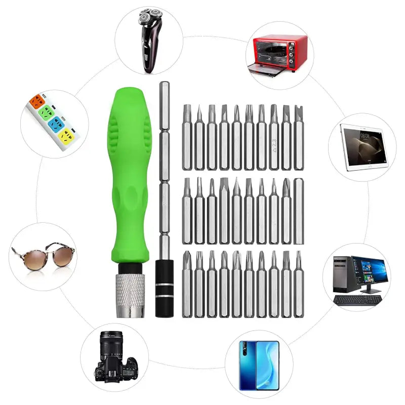32-in-1 Mini Screwdriver Bits Set with Magnetic Flexible Extension Rod