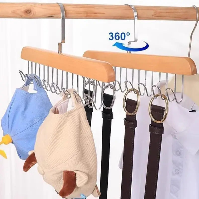 Space-Saving 8-Hook Wooden Hanger Multi-Purpose Closet Organizer
